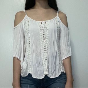 Hollister White Cold Shoulder Top
